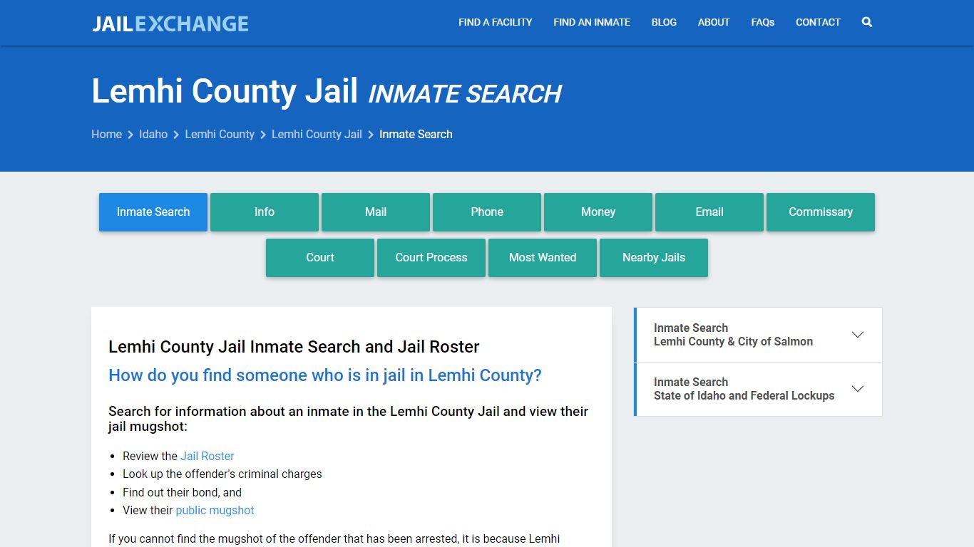 Inmate Search: Roster & Mugshots - Lemhi County Jail, ID