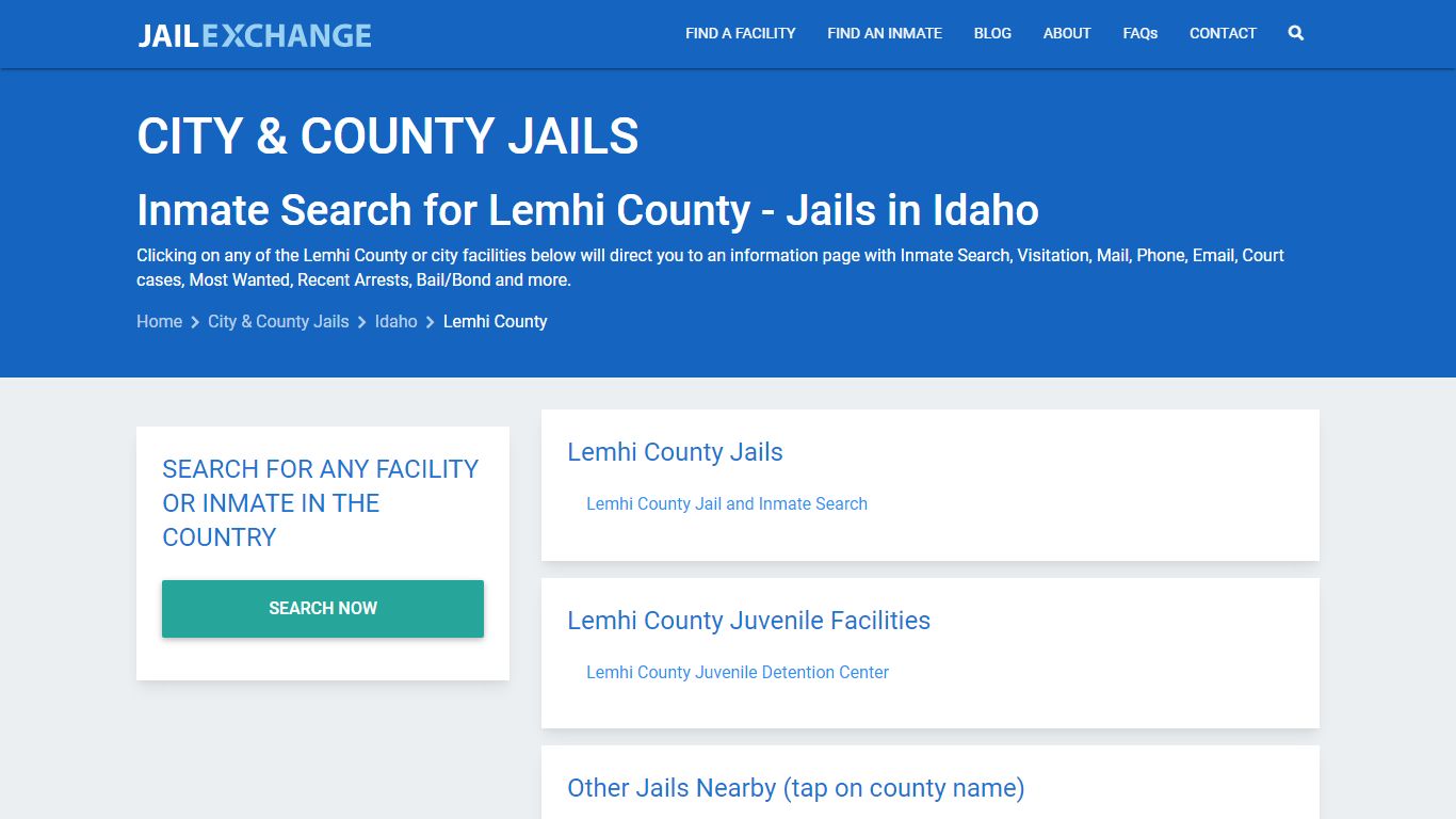 Inmate Search for Lemhi County | Jails in Idaho - Jail Exchange
